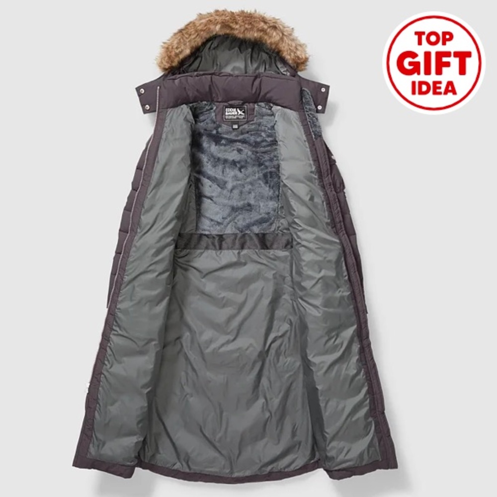 EDDIE BAUER SIZE SUN VALLEY DOWN DUFFLE COAT IN DARK SABLE SIZE PETITE LARGE - Picture 10 of 16
